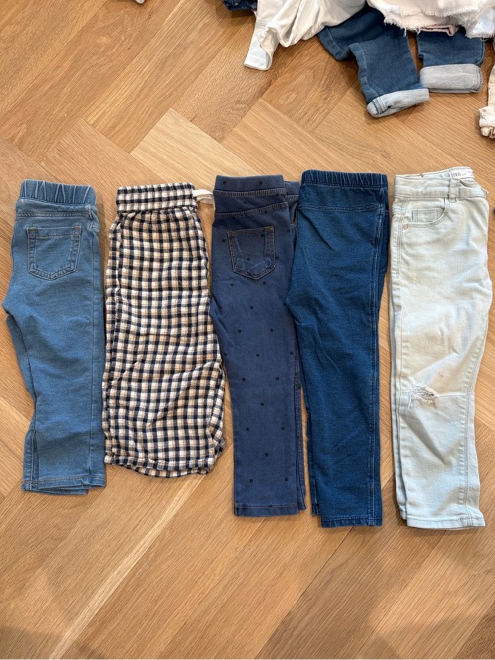 Girls Stretch Knit Jeans and Leggings - Navy, Light Blue, Denim Mix